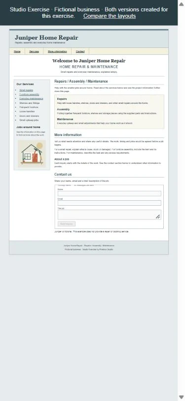 Phone screenshot of the before page. Its fixed desktop columns shrink to fit, making the text small.